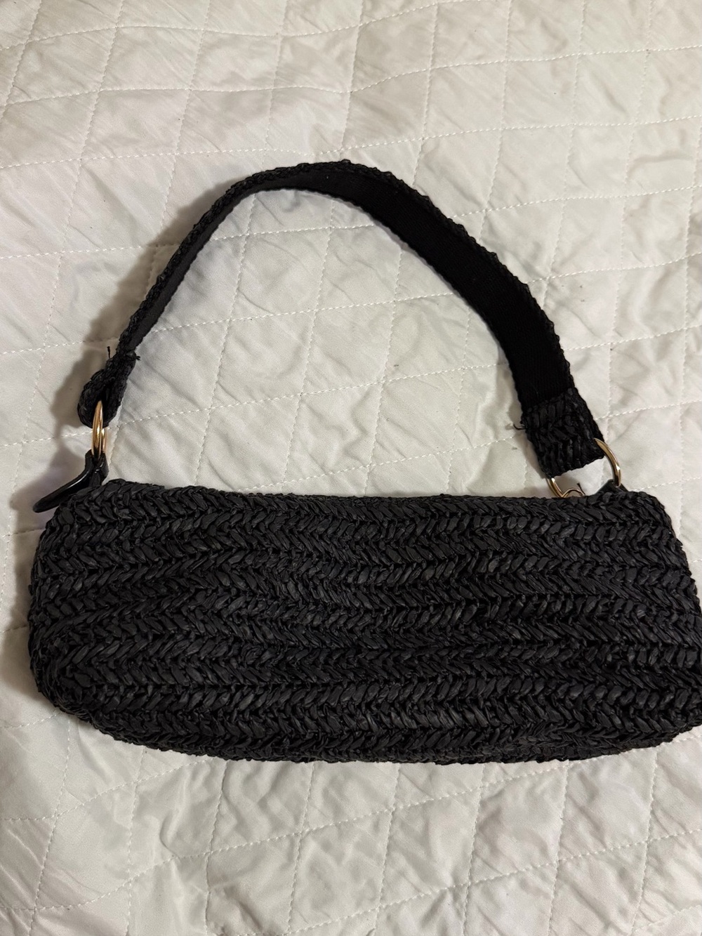 Black Woven Shoulder Bag